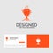 Business logo template for award, competitive, cup, edge, prize. Orange Visiting Cards with Brand logo template