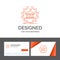 Business logo template for bank, banking, online, university, building, education. Orange Visiting Cards with Brand logo template