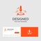 Business logo template for launch, Publish, App, shuttle, space. Orange Visiting Cards with Brand logo template