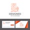 Business logo template for Live, mic, microphone, record, sound. Orange Visiting Cards with Brand logo template