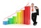 Business man - 3d rainbow financial graph
