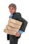 Business man with archive boxes