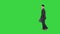 Business man is being late for meeting successful man in suit dancing at first, then running on a green screen, chroma