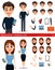 Business man and business woman cartoon characters creation set.