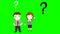 Business man and business woman thinking on green background screen