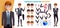 Business man character kit vector set. Businessman creation characters with head, arms and business elements editable for employee