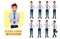 Business man character vector set. Businessman male characters office employee in standing with different pose and gestures.