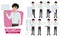 Business man character whiteboard presentation vector set. Businessman male characters in presenting pose and gestures.