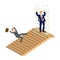 Business man cheer on top of stairs and someone falling down, , illustration