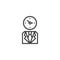 Business man with clock head outline icon