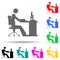 business man at the computer multi color style icon. Simple glyph, flat vector of people in work icons for ui and ux, website or