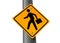 Business man crossing street sign