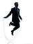 Business man exercising jumping rope silhouette