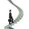 Business man going upstairs in a curved staircase to success