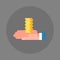 Business Man Hand Holding Stack Of Coins Icon Savings And Wealth Concept