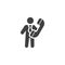 Business man with handset telephone vector icon