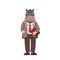 Business man with hippo head standing with folder