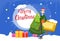 Business Man Hold Present Box Gift Merry Christmas And Happy New Year