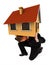 Business man holding house on his back