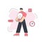 Business man holding light bulb creative innovation idea brainstorming job solutions vector flat