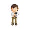 Business man Holding Phone Cellular cartoon character Illustration design creation Isolated