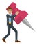 Business Man Holding Thumb Tack Pin Mascot Concept