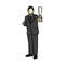 Business man holding trophy with thumb up vector illustration sk