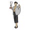Business man holding trophy with thumb up vector illustration sk