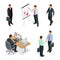 Business man isometric set. Businessman isolated flat 3d vector illustration.