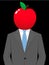 Business man with juicy apple head