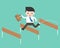 Business man jump pass hurdle, Pass The Obstacles, business situation concept