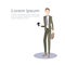 Business Man Manager Hold Cup Suitcase, Businessman Coffee Break Banner With Copy Space