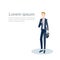 Business Man Manager Hold Suitcase, Businessman Formal Wear Banner With Copy Space