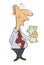 A business man with money cartoon