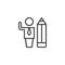 Business man and pencil outline icon