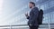 Business man portrait of young male urban professional businessman in suit