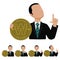 Business man is presenting the Won Coin.For business concept as investor or currency trader