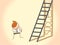 Business man question on success ladder