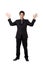 Business man raise one\'s hand isolated