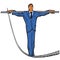 Business man rope walker. Stability and courage business concept. Vector illustration.