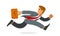 Business man run and hurry late vector illustration, funny comic cute cartoon accountant or businessman worker or employee in a