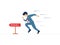 Business man is runing to reach up his goal. Business marketing and management flat illustration design.