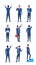 Business Man Set Full Length Positions Businessman Collection Icon