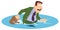 Business man sinking holding briefcase in hands. Illustration for internet and mobile website