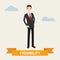Business man standing with credibility banner space for text vector