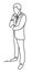 Business man standing and thinking. Manager think about something. Business concept illustration. Continuous line