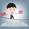 Business Man standing work life balance on wire or rope, management concept, illustration vector in flat design