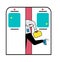 Business man in subway runnung with suitcase. good manners or bad manners. flat design for web. funny cart