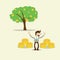 Business man with success investing profit tree