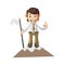 Business man On Top Mountain and Holding Flag cartoon character Illustration design creation Isolated